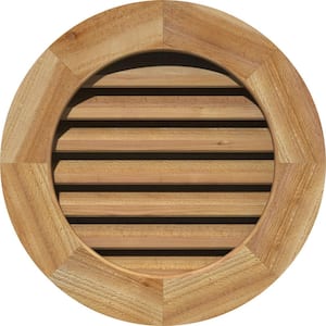 17" x 17" Round Unfinished Rough Sawn Western Red Cedar Wood Paintable Gable Louver Vent Functional