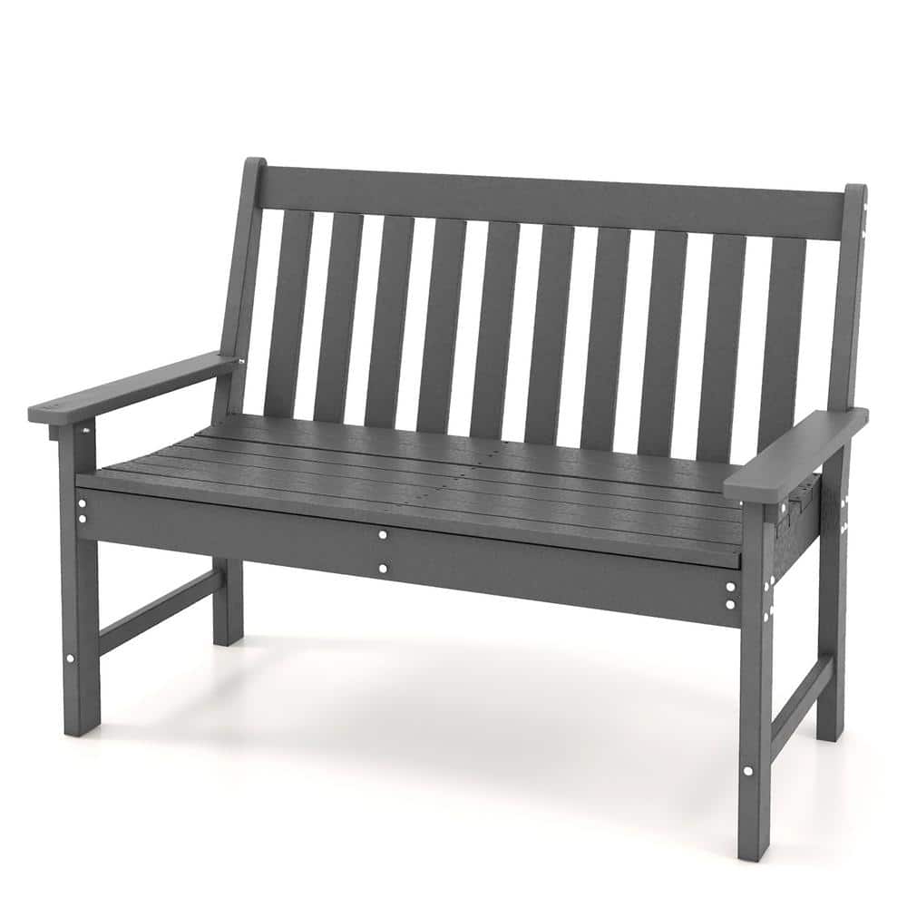 Gymax Garden Plastic Bench AllWeather HDPE 2Person Outdoor Bench for