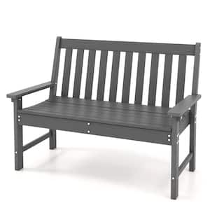 Garden Plastic Bench All-Weather HDPE 2-Person Outdoor Bench for Front Porch Backyard