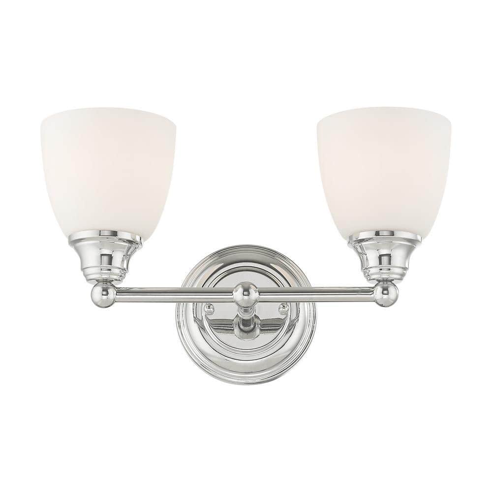 Polished Chrome 2-Light Vanity with Satin Opal Glass