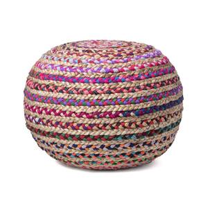 Ling Knit Filled Ottoman Multi Round Pouf