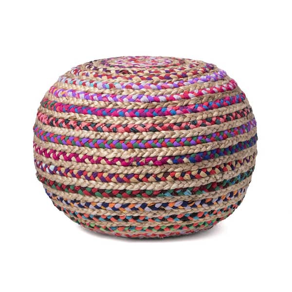nuLOOM Ling Knit Filled Ottoman Multi Round Pouf