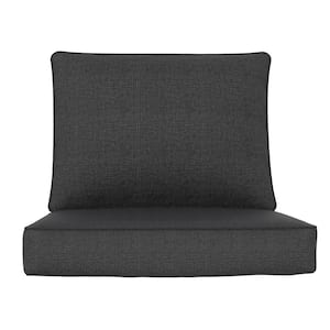 Outdoor Chair Cushions 2-Piece 23x25+20x23In.Deep Seat and Clasped Cushion Set for Patio Furniture in Dark Gray
