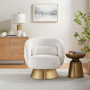 Dodo V3 White Sherpa Modern design Swivel Functional with Golden base Barrel Chair