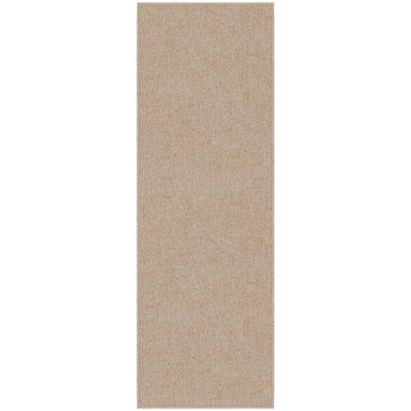 Ottomanson Oscar Collection Non-Slip Rubberback Modern Solid Design 2x5 Indoor Runner Rug, 1 ft. 8 in. x 4 ft. 11 in., Beige