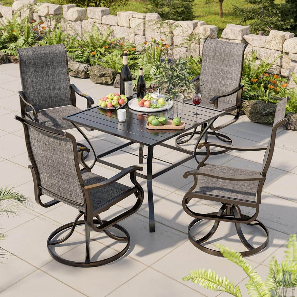 5-Piece Metal Square Table 28.7 in. H Outdoor Dining Set