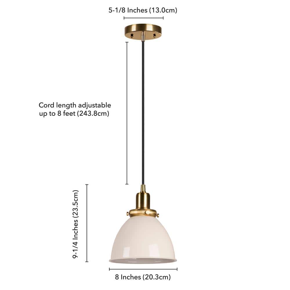 Elegant 8" Modern Brass & Pearled White Pendant Light