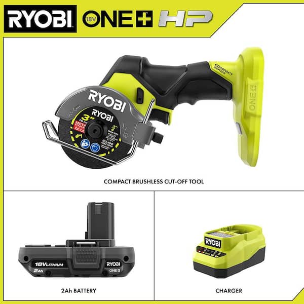 RYOBI ONE+ HP 18V Brushless Cordless Compact Cut-Off Tool with 2.0