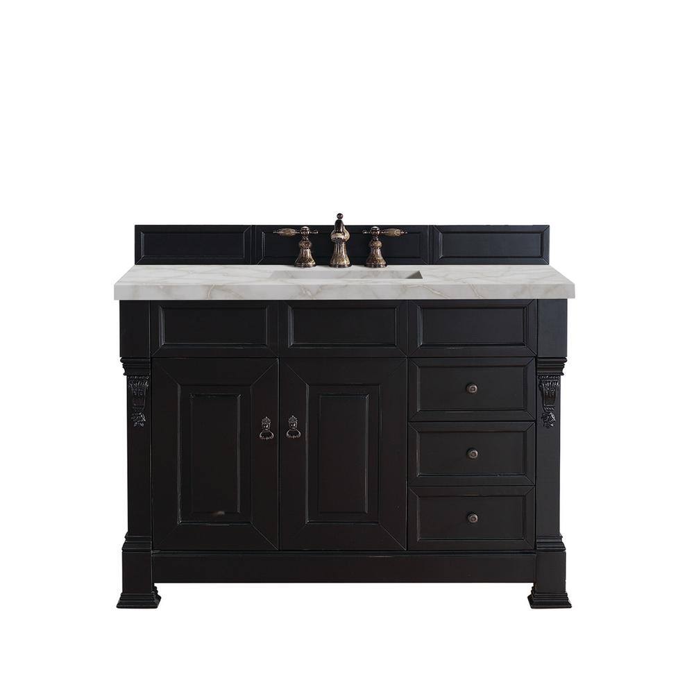 Brookfield 48.0 in. W x 23.5 in. D x 34.3 in. H Single Bathroom Vanity in Antique Black with Victorian Silver Quartz Top price history on PriceWatchPro