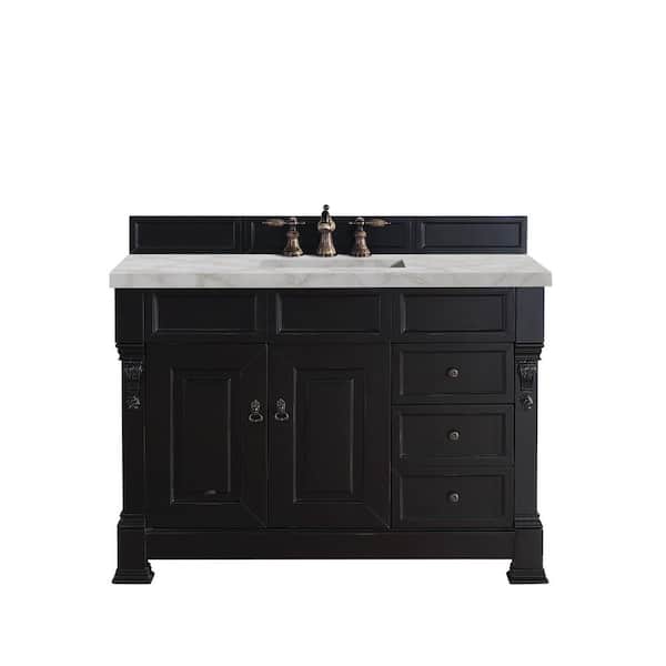 James Martin Vanities Brookfield 48.0 in. W x 23.5 in. D x 34.3 in. H Single Bathroom Vanity in Antique Black with Victorian Silver Quartz Top