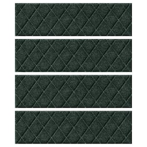 Waterhog Argyle Evergreen 8.5 in. x 30 in. PET Polyester Indoor Outdoor Stair Tread Cover (Set of 4)