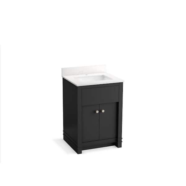 Alouette 24 in Ferrous Grey Bath Vanity Cabinet with Sink and Quartz Top