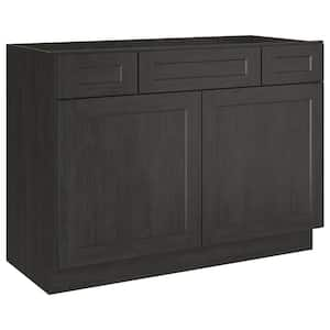 48 in W X 21 in D X 34.5 in H in Shaker Charcoal Plywood Ready to Assemble Floor Vanity Sink Base Kitchen Cabinet