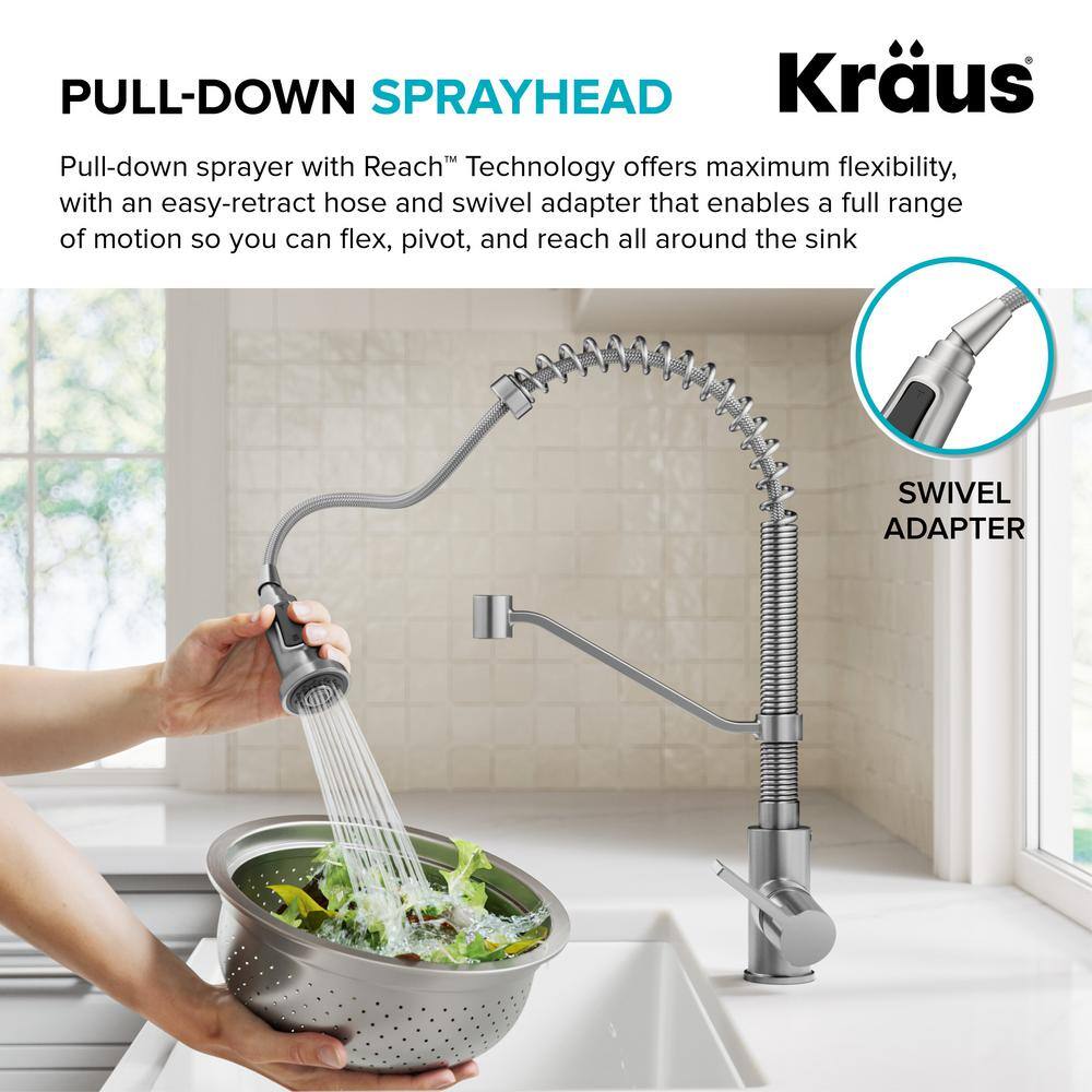 Britt Brushed Brass Pull-down Kitchen Faucet with Spray