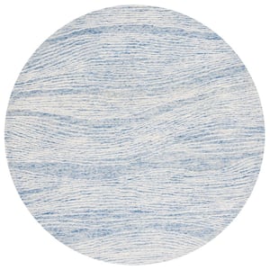 Metro Blue/Ivory 6 ft. x 6 ft. Abstract Waves Round Area Rug