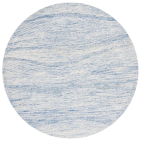 SAFAVIEH Metro Blue/Ivory 6 ft. x 6 ft. Abstract Waves Round Area Rug
