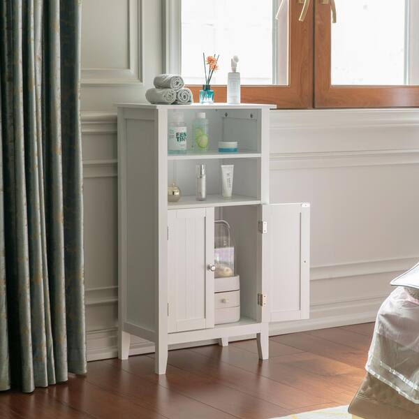 Basicwise White Bathroom Storage, Tall Storage Cabinets With Doors And Shelves Ikea