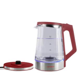 Electric Red Tea Kettle 8.4 Cups with Blue Indicator Lights