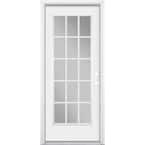 32 in. x 80 in. 15 Lite Left Hand Inswing Primed Steel Prehung Front Exterior Door with Brickmold