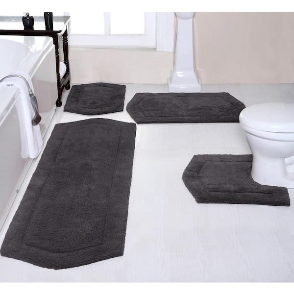 Better Homes & Gardens Tufted Typography Microfiber Bath & Spa Rug Set,  Gray, 2 Pieces