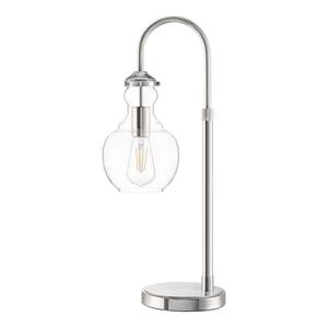 Bakerston 23.5 in. Polished Nickel Table Lamp with Clear Glass Shade