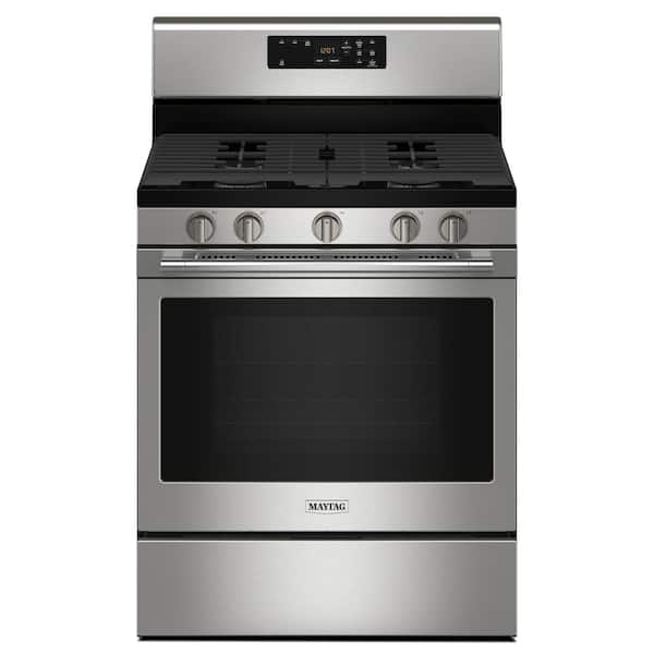 Maytag 30 in. 5.0 cu. ft. Air Fry Convection Oven Freestanding Gas Range  with 5 Sealed Burners - Stainless Steel