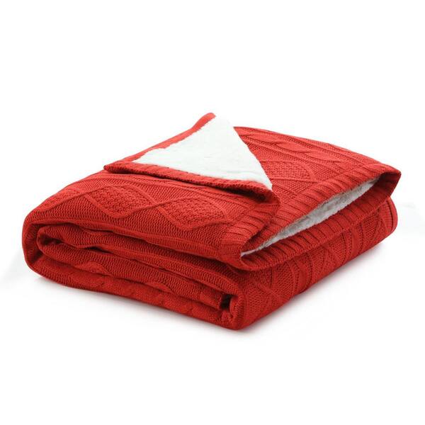 HomeRoots Charlie Red Solid Color Acrylic Throw Blanket 2000531264