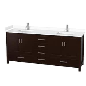Sheffield 80 in. W x 22 in. D x 35 in. H Double Bath Vanity in Espresso with White Cultured Marble Top