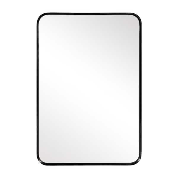Unbranded Black 26 in W x 38 in. H Aluminum Morden Right Angle Rectangle Mirror Wall-Mounted Vanity Mirror for Living Room