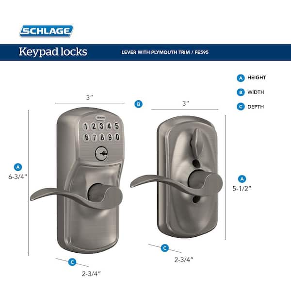 Schlage Plymouth Aged Bronze Electronic Keypad Door Lock with