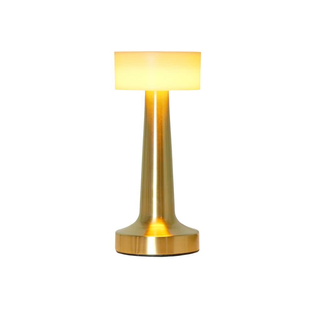 Gold 8.5" Cordless Touch Sensor Saucer Desk Lamp