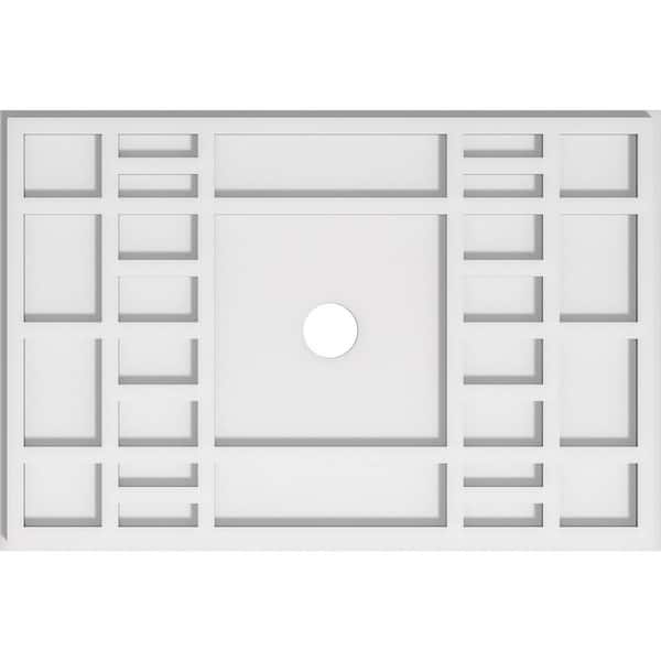 Ekena Millwork 24 in. W x 16 in. H x 2 in. ID x 1 in. P Beaux Architectural Grade PVC Contemporary Ceiling Medallion