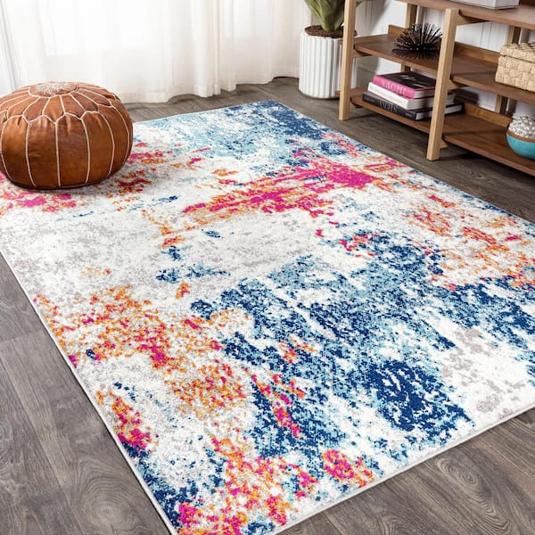 Sunset Modern Abstract Blue/Multi 5 ft. x 8 ft. Area Rug