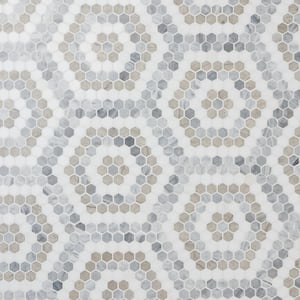 Hyperion Honeycomb Beige 10.23 in. x 11.53 in. Polished Marble Mosaic Floor and Wall Tile (0.81 sq. ft./ each)