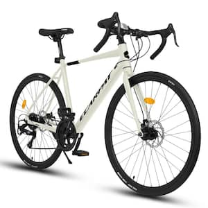 27 in. Light Weight White Aluminum Frame 16-Speed City Commuting Road Bicycle