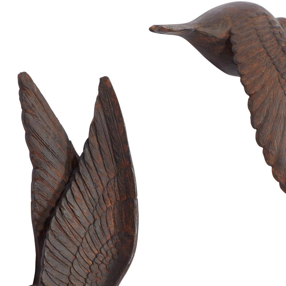 Brown Metallic 3D Sculpted Bird Wall Decor Set
