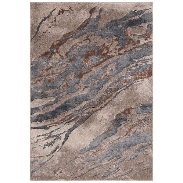 Pacific 9 ft. x 12 ft. Gray/Brown Monochrome Marble Area Rug