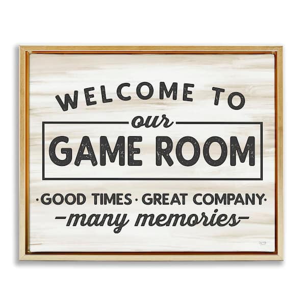 Stupell Industries Welcome To Game Room by Lux Plus Me Designs 1-Piece Gold Floater Frame Abstract Graphic Art Print 17 in. x 21 in.