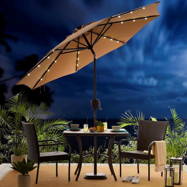 Sun Ray 9 Ft Bluetooth Speaker Solar, Outdoor Umbrella With Lights And Speaker