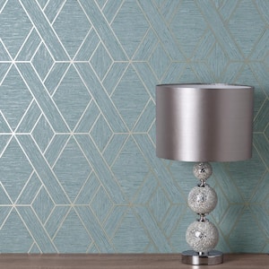 Malcolm Blue Geo Vinyl Non-Pasted Textured Wallpaper