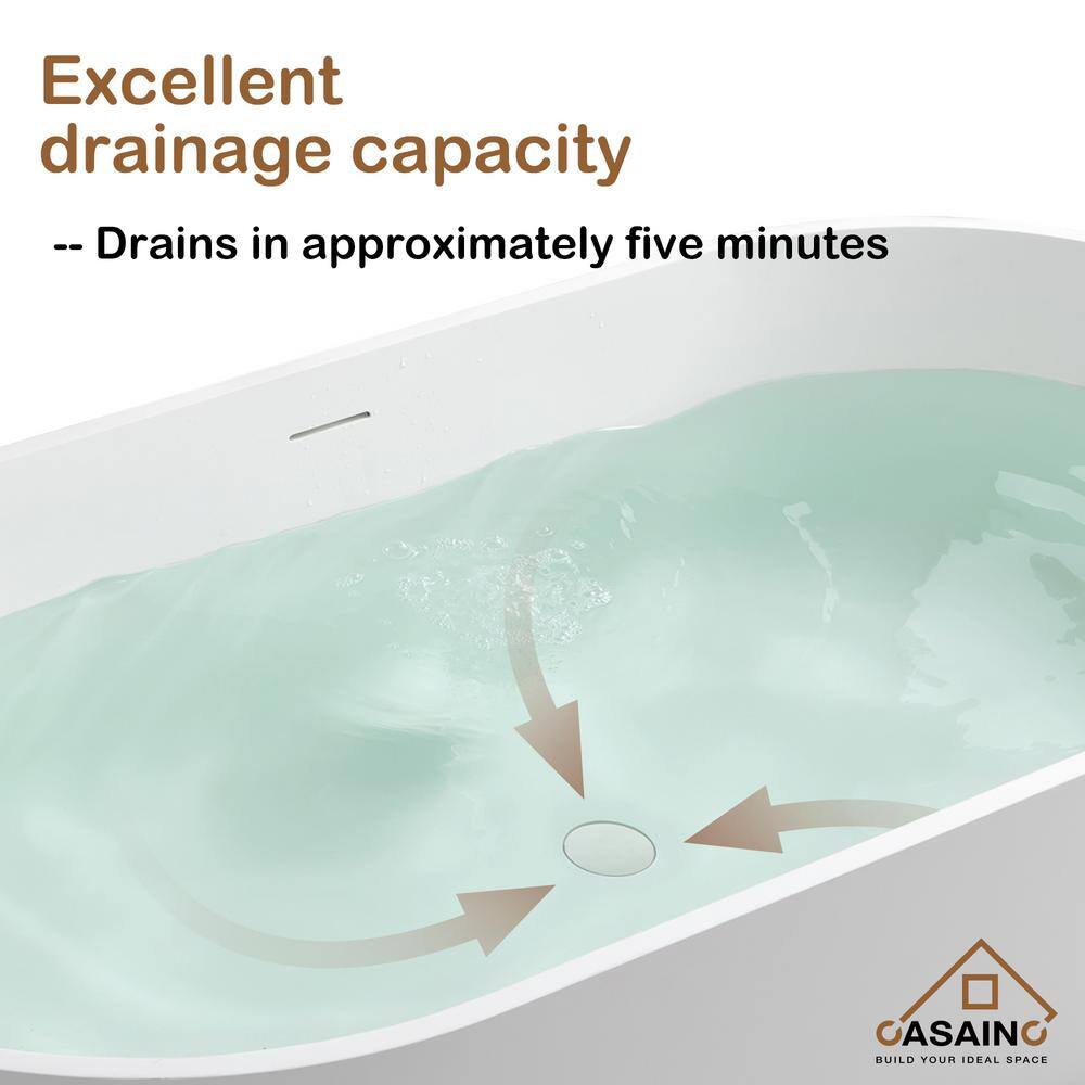 White Oval Freestanding Resin Soaking Bathtub