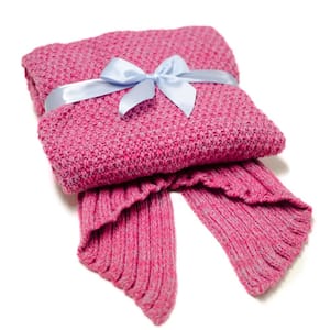 Mermaid Tail Pink Knit Crochet Sleeping Blanket