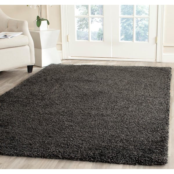 Milan Shag Dark Gray 4 ft. x 4 ft. Solid Flokati Square Area Rug
