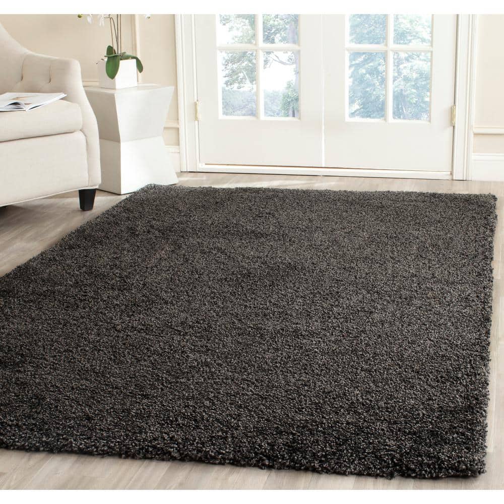 Dark Grey 5'1" x 8' Synthetic Shag Area Rug