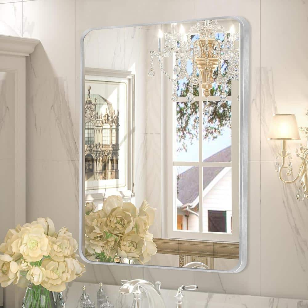 Crane Lake 22x30 Inch Silver Metal Framed Vanity Mirror