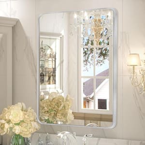 22 in. W x 30 in. H Silver Vanity Rectangle Wall Mirror Aluminium Alloy Frame Bathroom Mirror