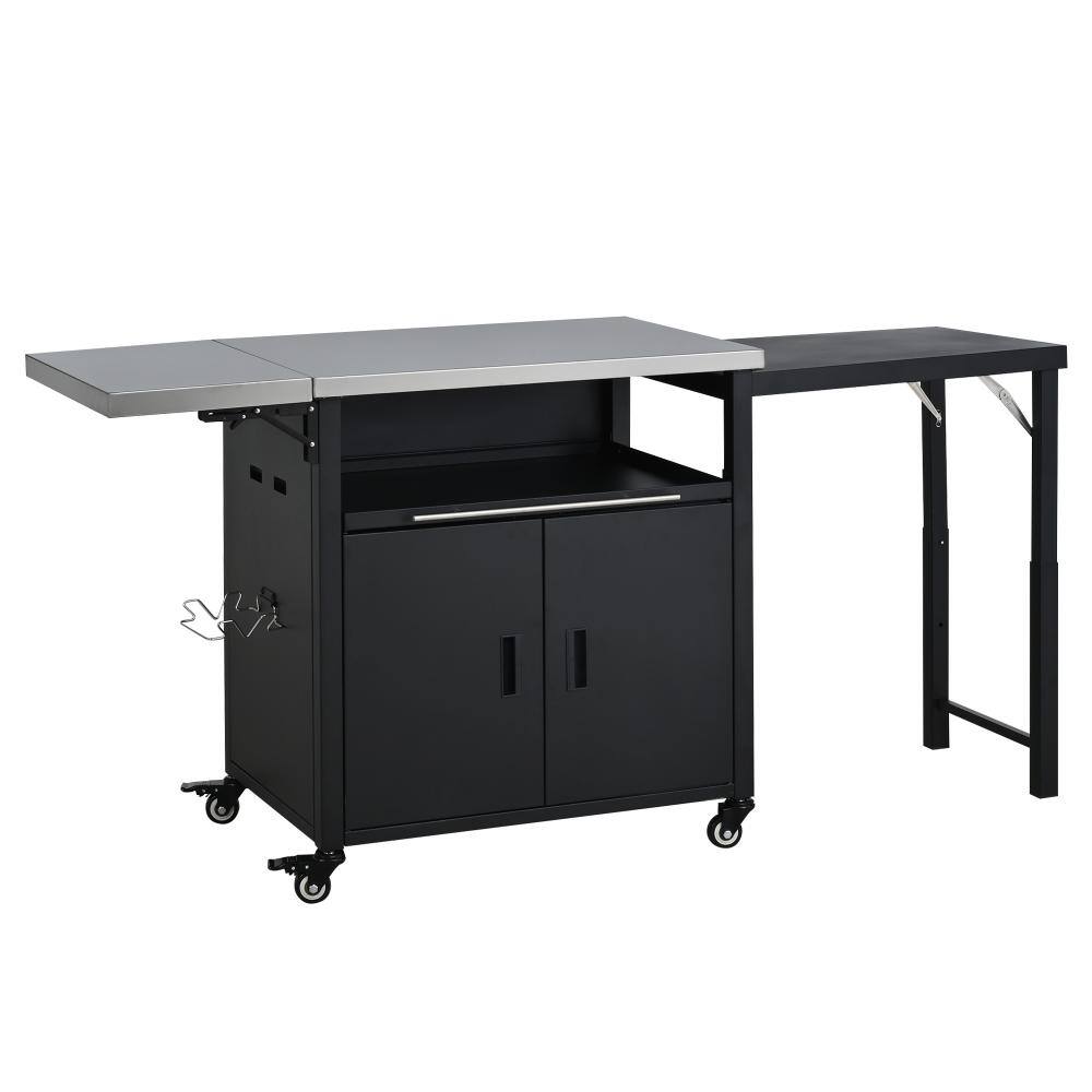 73.8 in Black  Iron Outdoor Grill Carts with Trash Rack for  Patio price history on PriceWatchPro