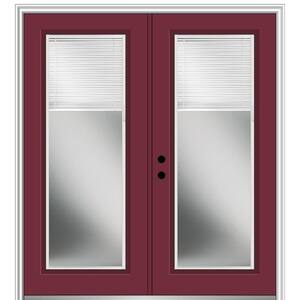 60 in. x 80 in. Internal Blinds Right-Hand Inswing Full Lite Clear Glass Painted Fiberglass Smooth Prehung Front Door
