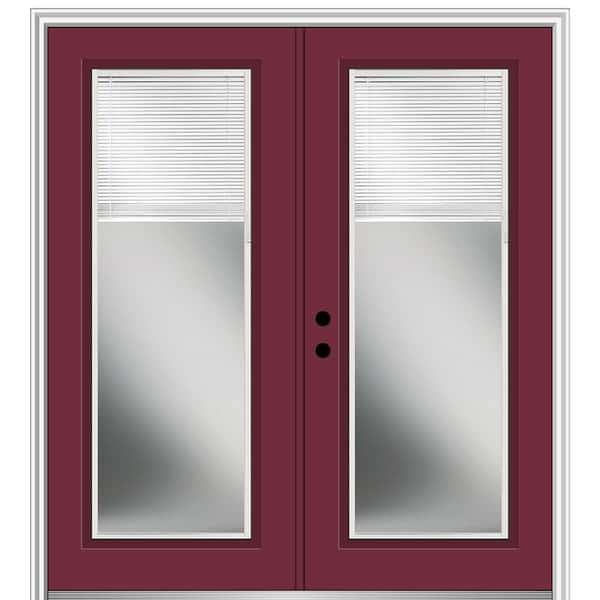 MMI Door 72 in. x 80 in. Internal Blinds Right-Hand Inswing Full Lite Clear Glass Painted Steel Prehung Front Door