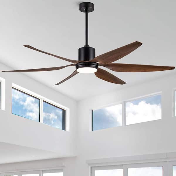 Splenda 66 in. Smart Indoor Farmhouse Matte Black Ceiling Fan with Light, Faux Wood Blades and Remote Control